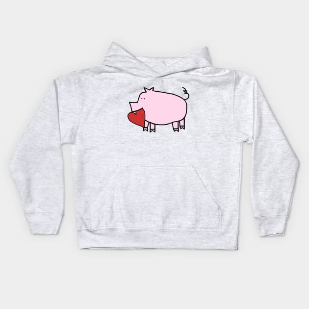 Cute Pig Holding Your Heart of Love on Valentines Day Kids Hoodie by ellenhenryart